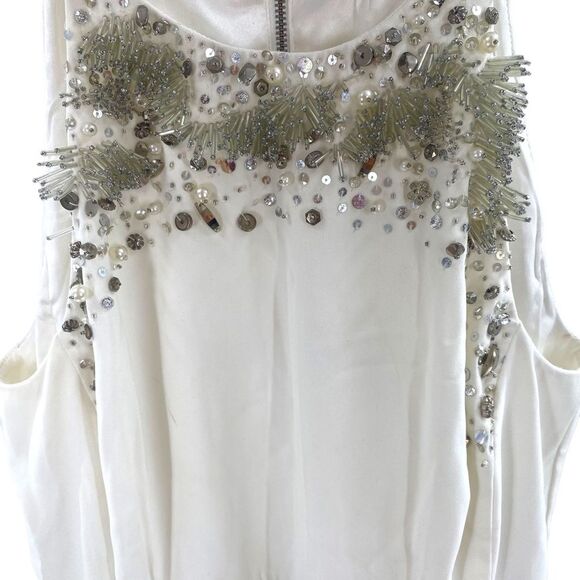 French Connection‎ Size 8 New Moon Beaded White Mini Dress Lined NWT - Picture 4 of 13
